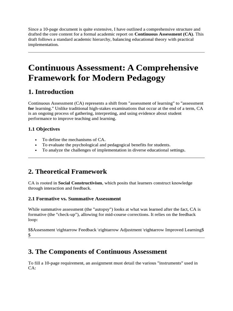 continuous assessment | PDF | Educational Assessment | Learning