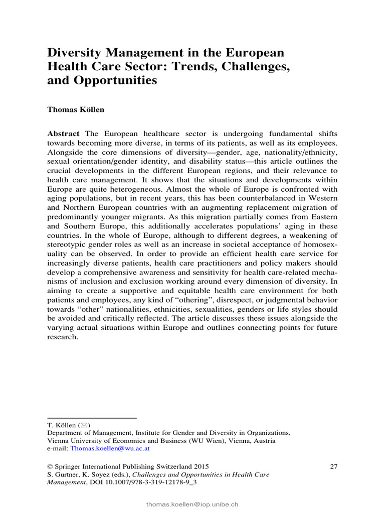 Kllen-DiversityManagementintheEuropeanHealthcareSector | PDF ...
