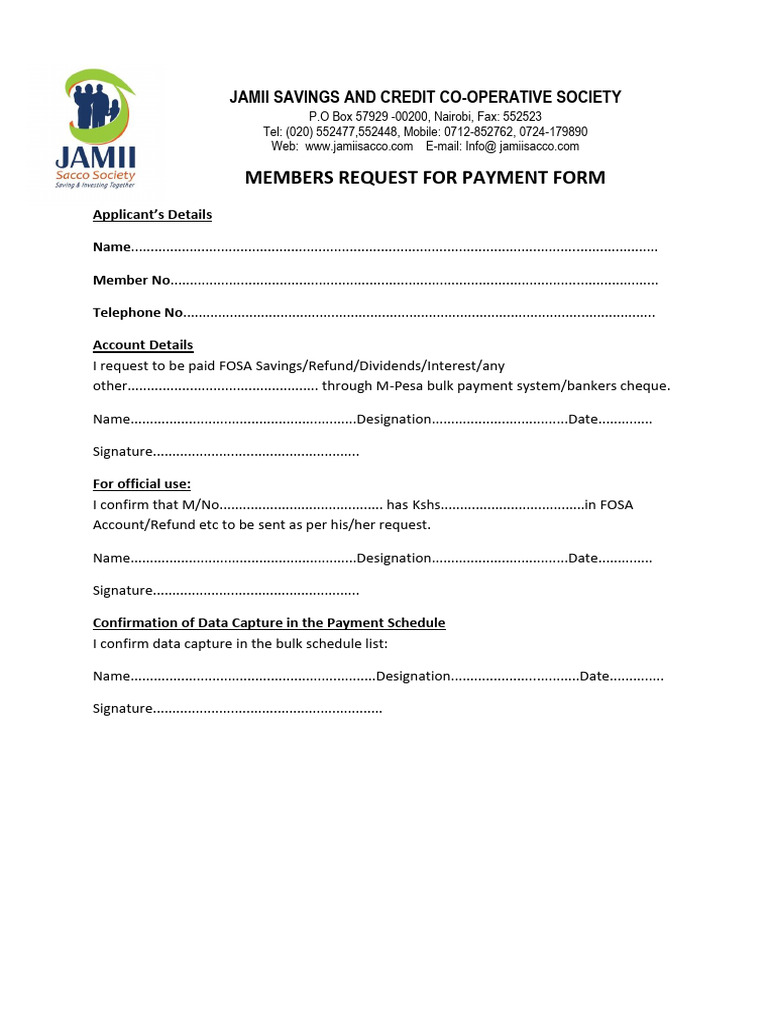 Mpesa Request for Payment Form | PDF