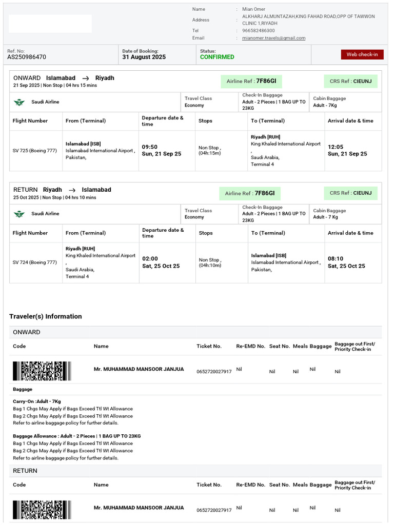 Ticket 2509864701 | PDF | Civil Aviation | Transport