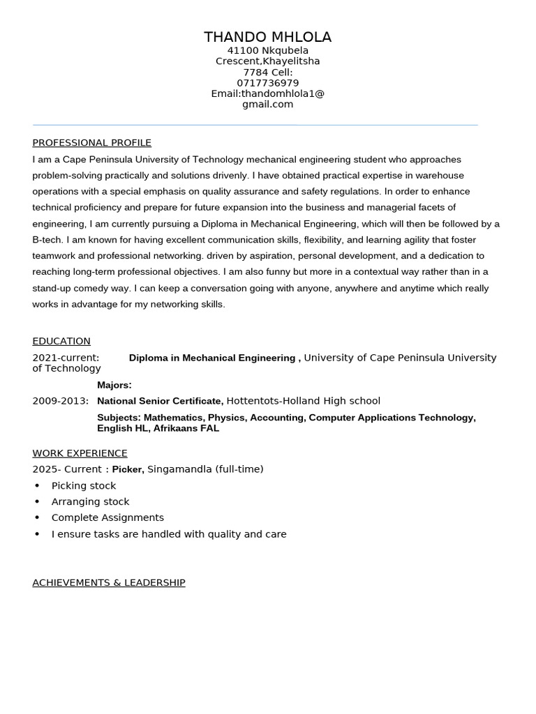 Full CV-Example Copy | PDF | Engineering