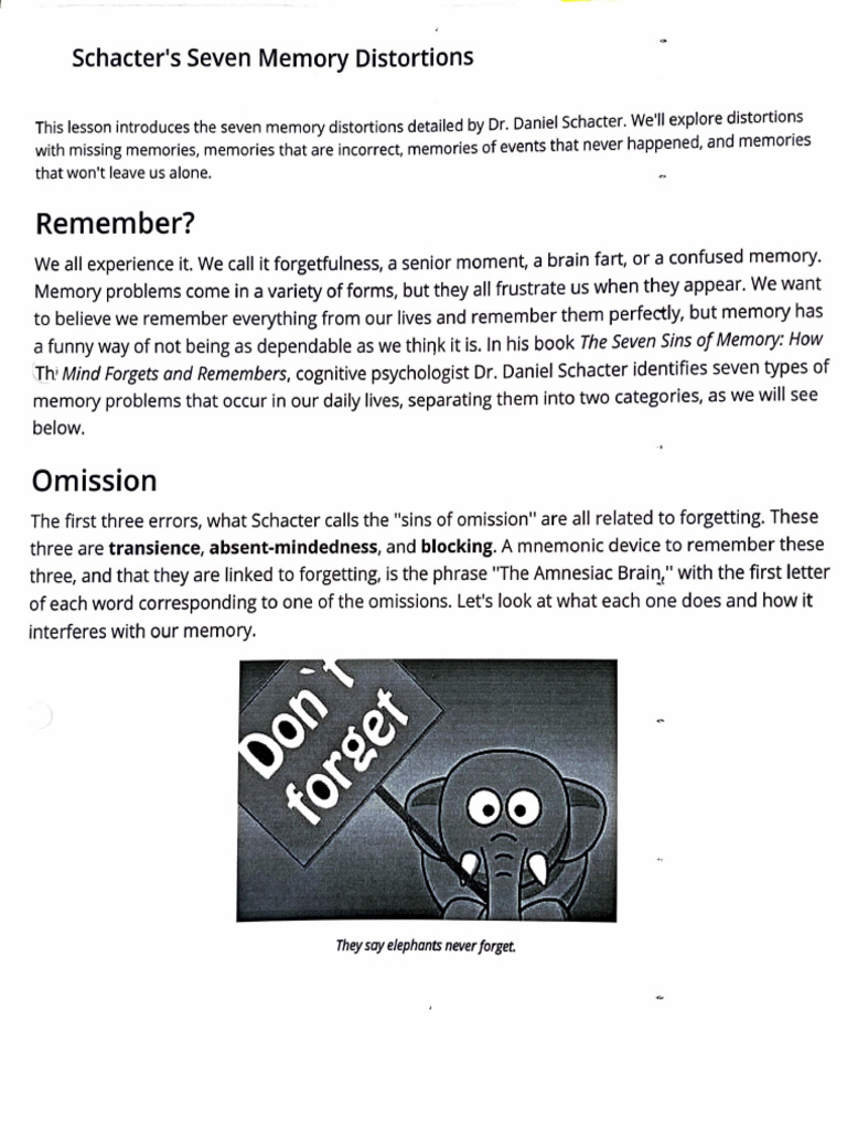 Memory Distortions | PDF | Memory | Neuroscience
