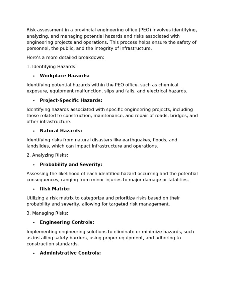 Risk Assessment in a Provincial Engineering Office | PDF | Occupational ...