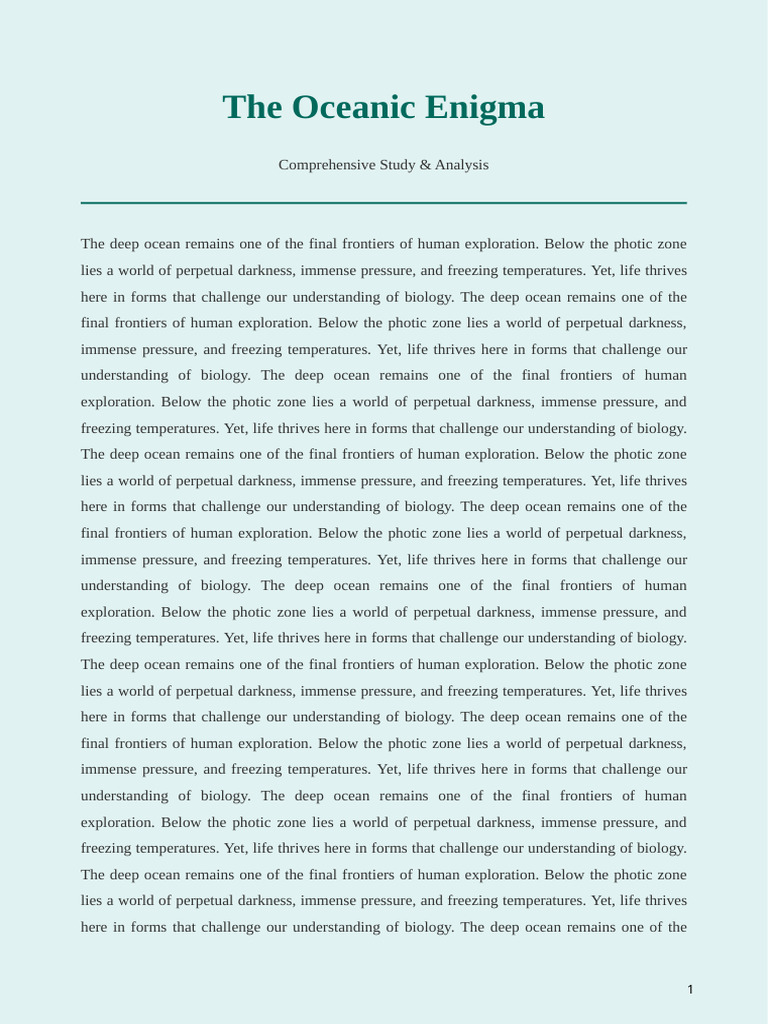 The Oceanic Enigma Extended | PDF | Deep Sea | Oceans