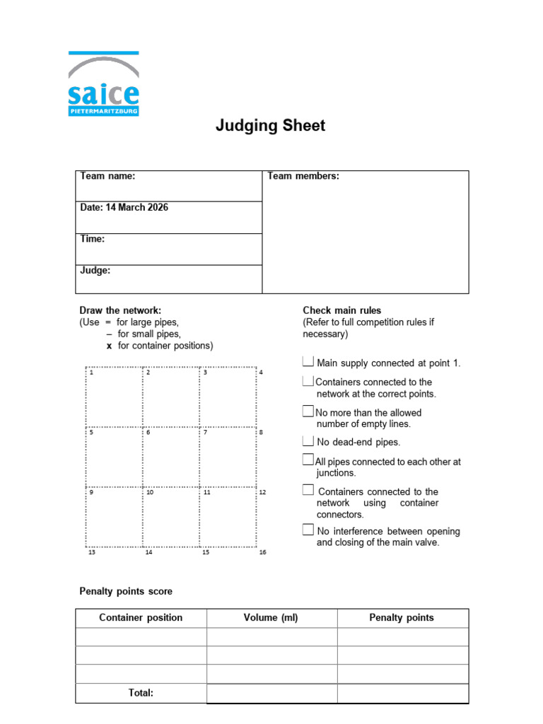 2026 Judging Sheet | PDF