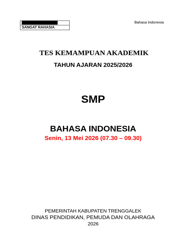 Naskah Soal Tka Bahasa Indonesia - RTF - Edit Lengkap Hitam | PDF