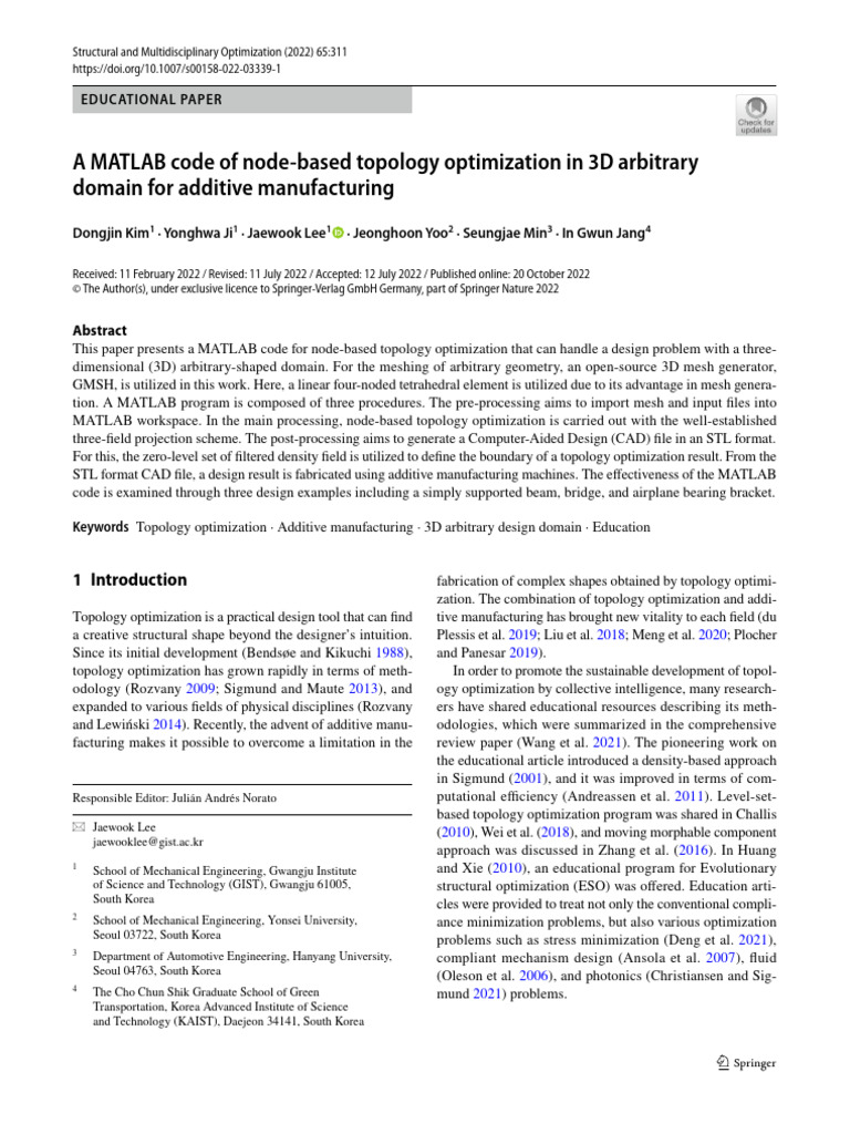 a MATLAB Code of Node-based Topology Optimization in 3D Arbitrary ...