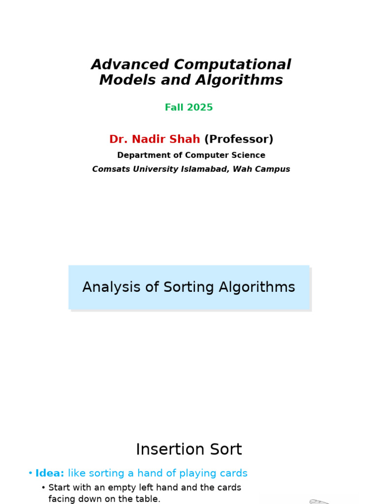 04-Sorting Algorithms and Their Analysis (Updated) | PDF | Recurrence ...