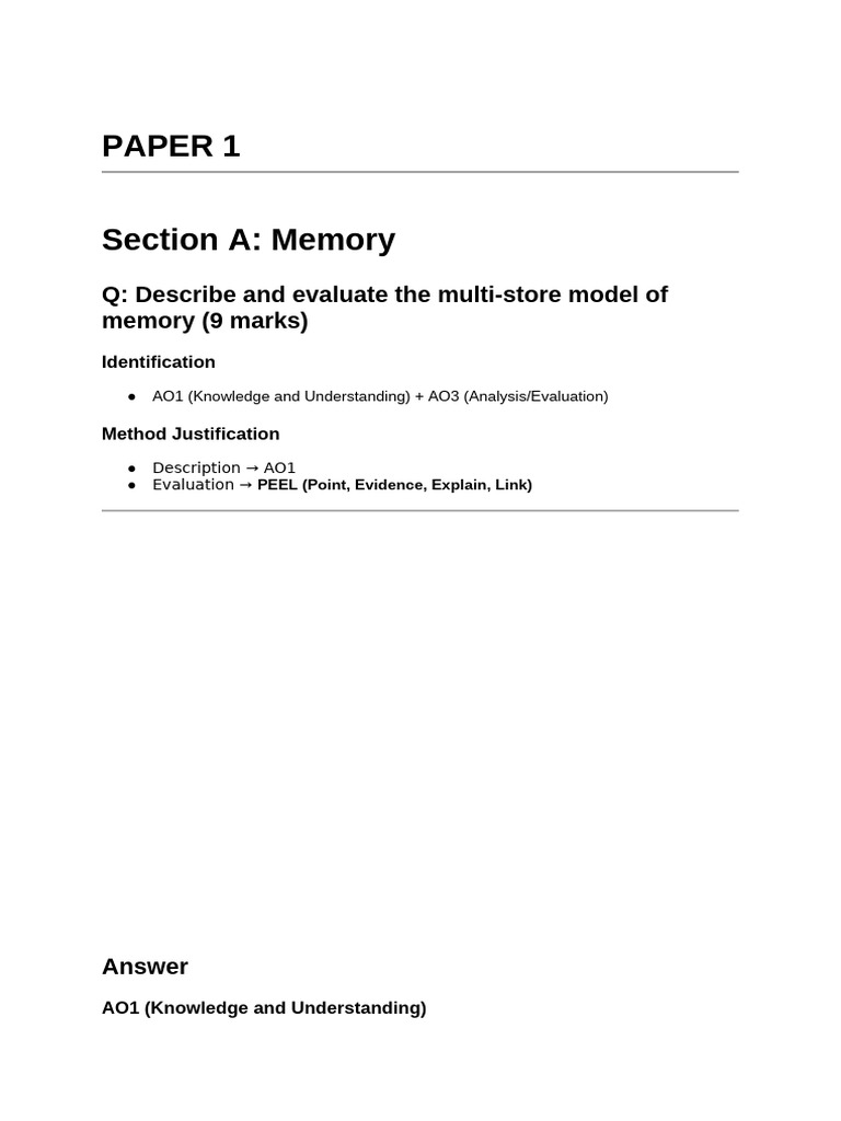 Sample Question 9 Marks | PDF | Memory | Cognition