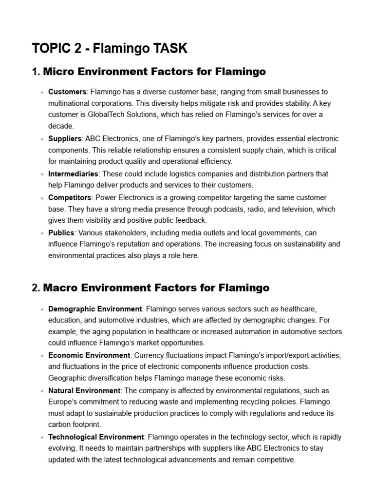 Topic 2 - Flamingo Task | PDF | Sustainability | Supply Chain