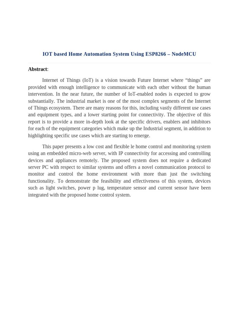 IOT Based Home Automation System Using ESP8266 | PDF
