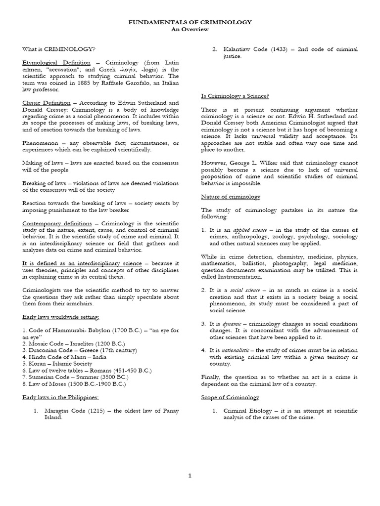 Criminology an Overview (1) | PDF | Crimes | Crime & Violence