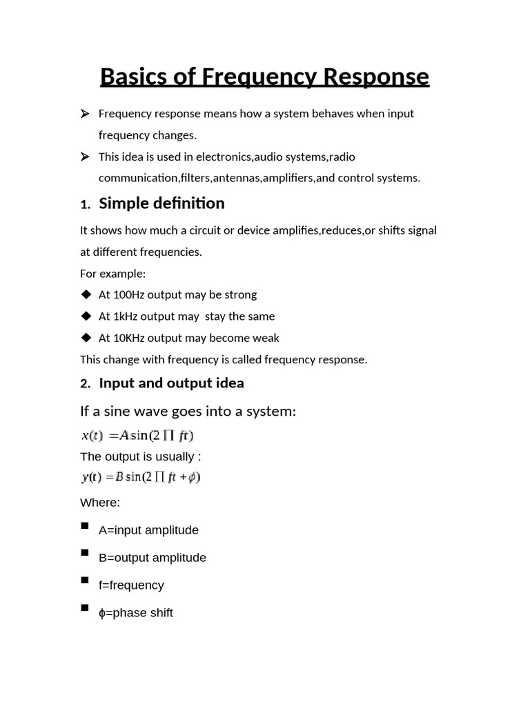 Basics of Frequency Response | PDF | Electronic Filter | Resonance