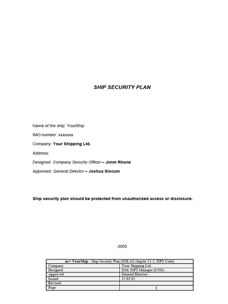 Ship Security Plan Base | PDF | Shipping | Water Transport