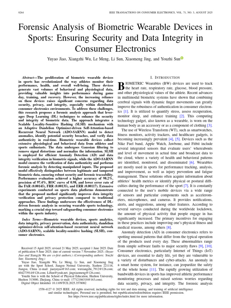 Forensic Analysis of Biometric Wearable Devices in Sports Ensuring ...