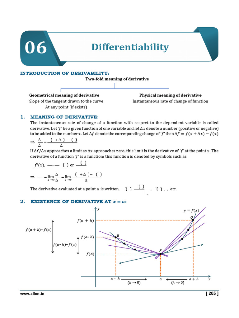 Differentiability - Theory 260423 135738 | PDF | Derivative | Tangent