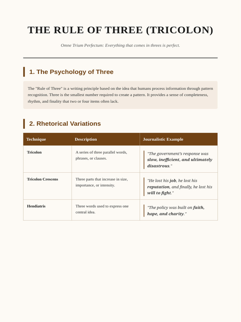 The Rule of Three Masterclass | PDF