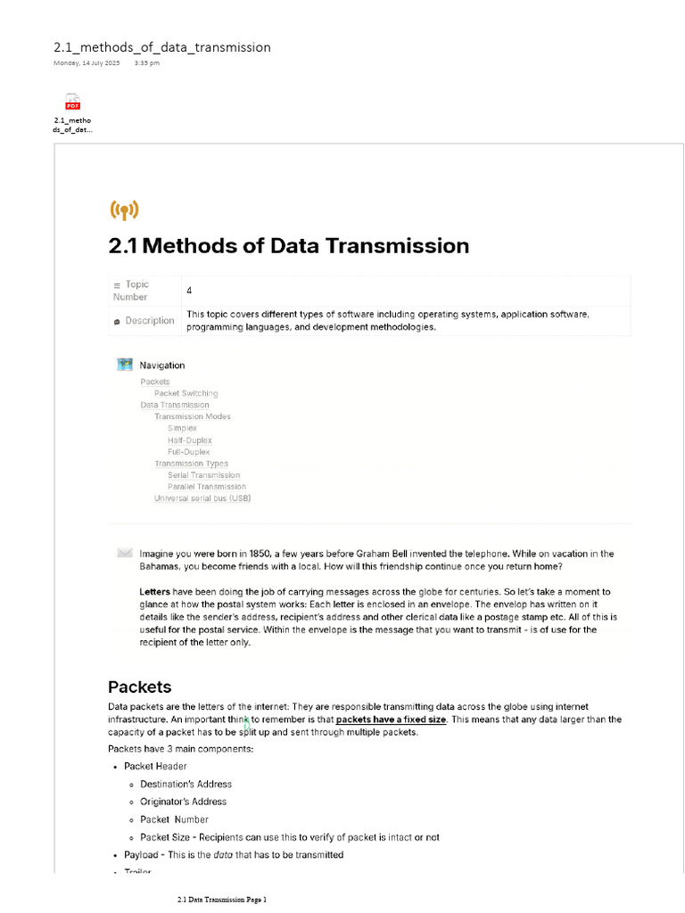 2.1 Data Transmission | PDF