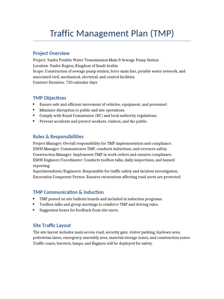 Traffic Management Plan | PDF