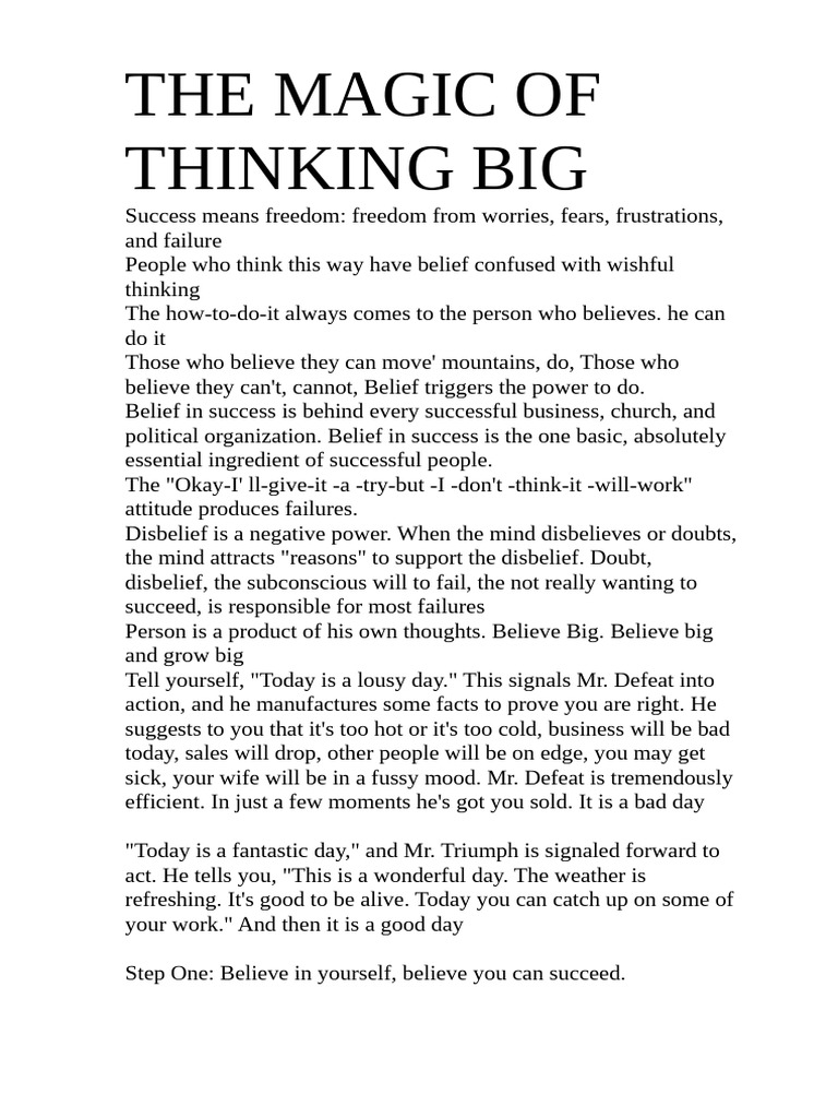 The Magic of Thinking Big | PDF | Thought | Mind