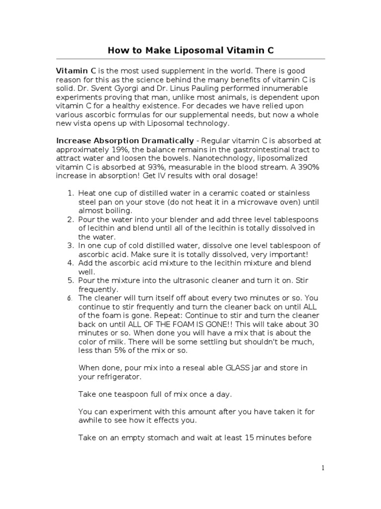 How To Make Liposomal Vitamin C PDF