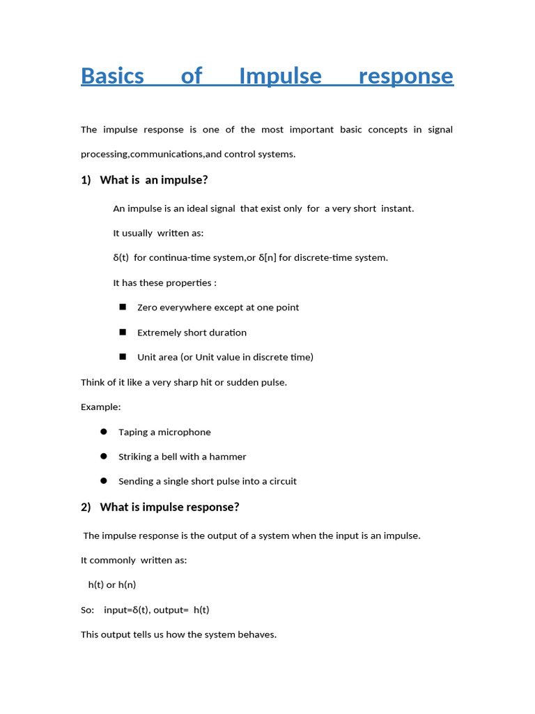 Basics of Impulse Response | PDF | Electrical Engineering | Sound ...