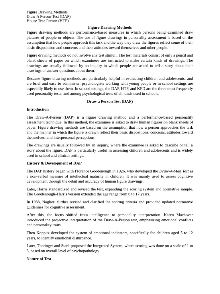 Figure Drawing Methods DAP HTP (2) | PDF | Qualitative Research ...