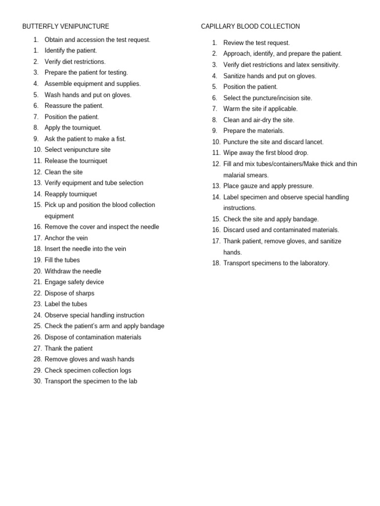 Steps of blood collection | PDF | Clinical Medicine | Medical Specialties