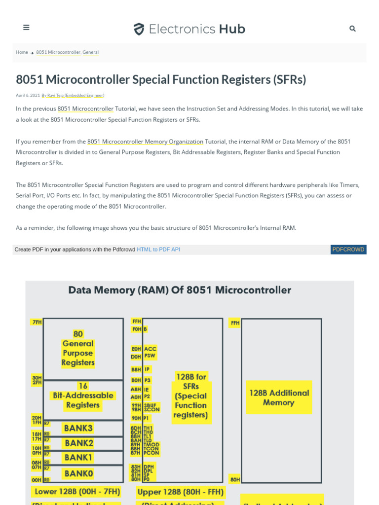 Www Electronicshub Org 8051 Microcontroller Special Function | PDF ...