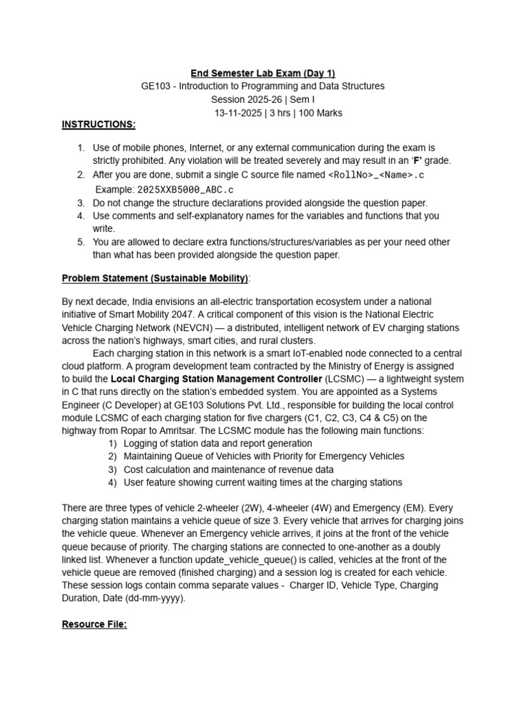 Question Paper (Day 1) 2025-1 | PDF | Queue (Abstract Data Type ...