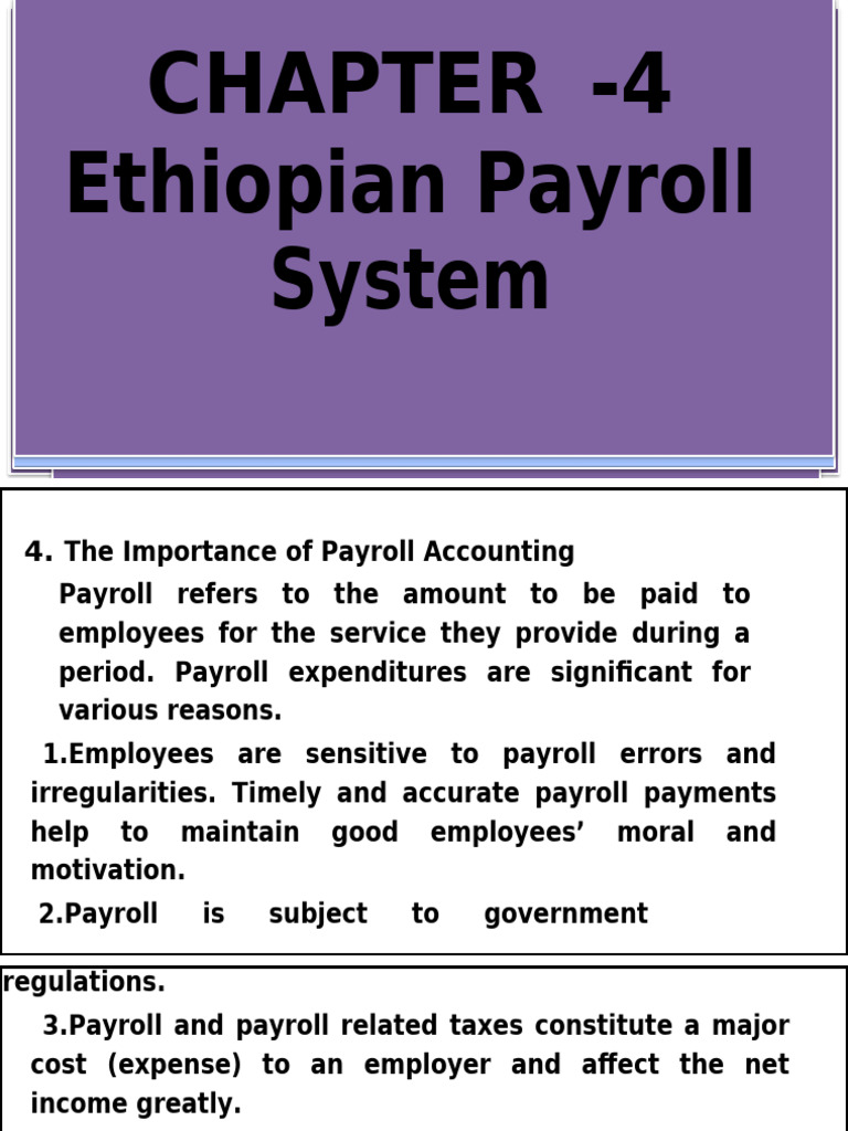 FA II - Chapter 4, Ethiopian Payroll System | PDF | Payroll | Employment