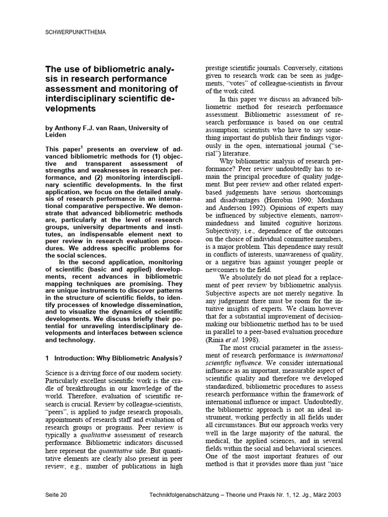 The Use of Bibliometric Analysis in Research Perfo | PDF | Science | Data