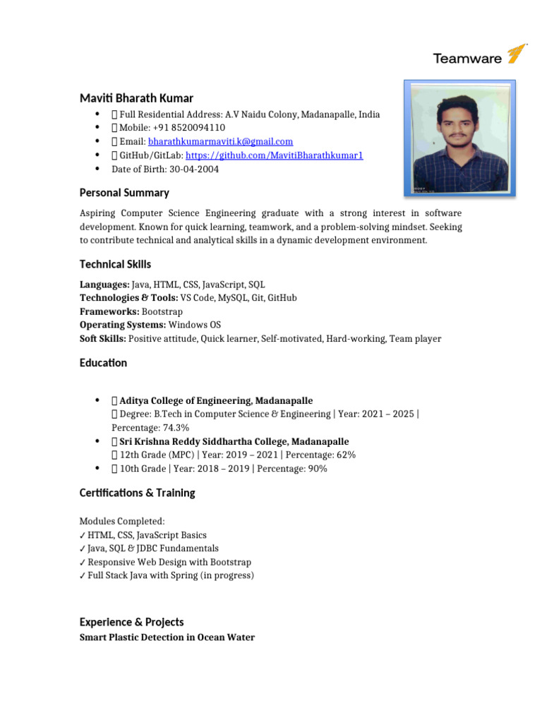 Student CV Template Format[1] | PDF