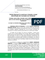 COMUNICADO DE PRENSA #213 Policia Nacional Construye Vivienda para Mujer Damnificada en El Municipio de Chinacota