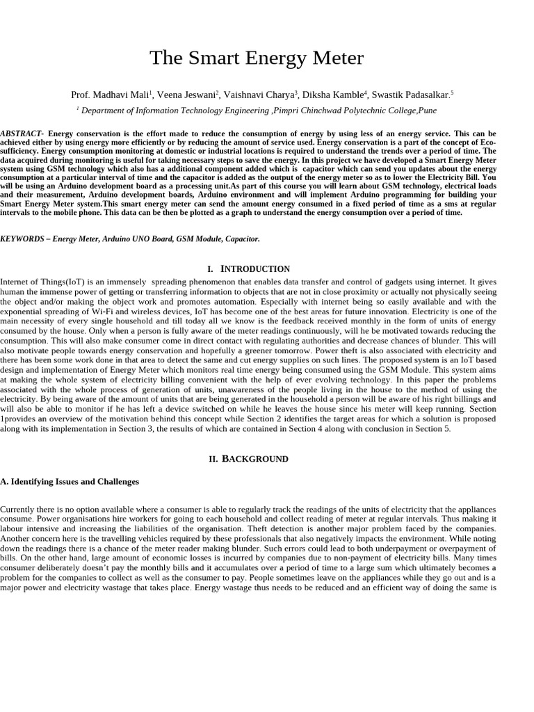 The Smart Energy Meter Implementation | PDF | Capacitor | Electrical ...