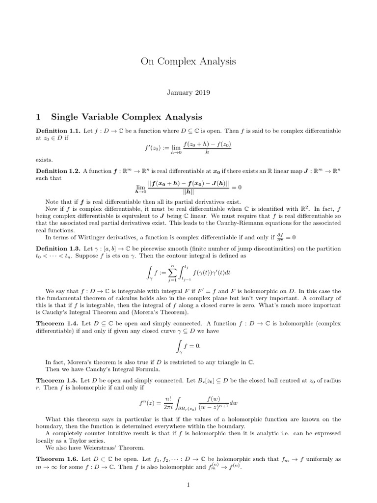 On Complex Analysis | PDF | Holomorphic Function | Complex Analysis