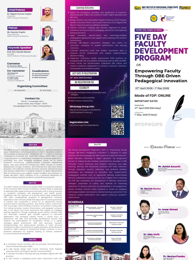 Empowering Faculty Through OBE-Driven Pedagogical Innovation (FDP ...
