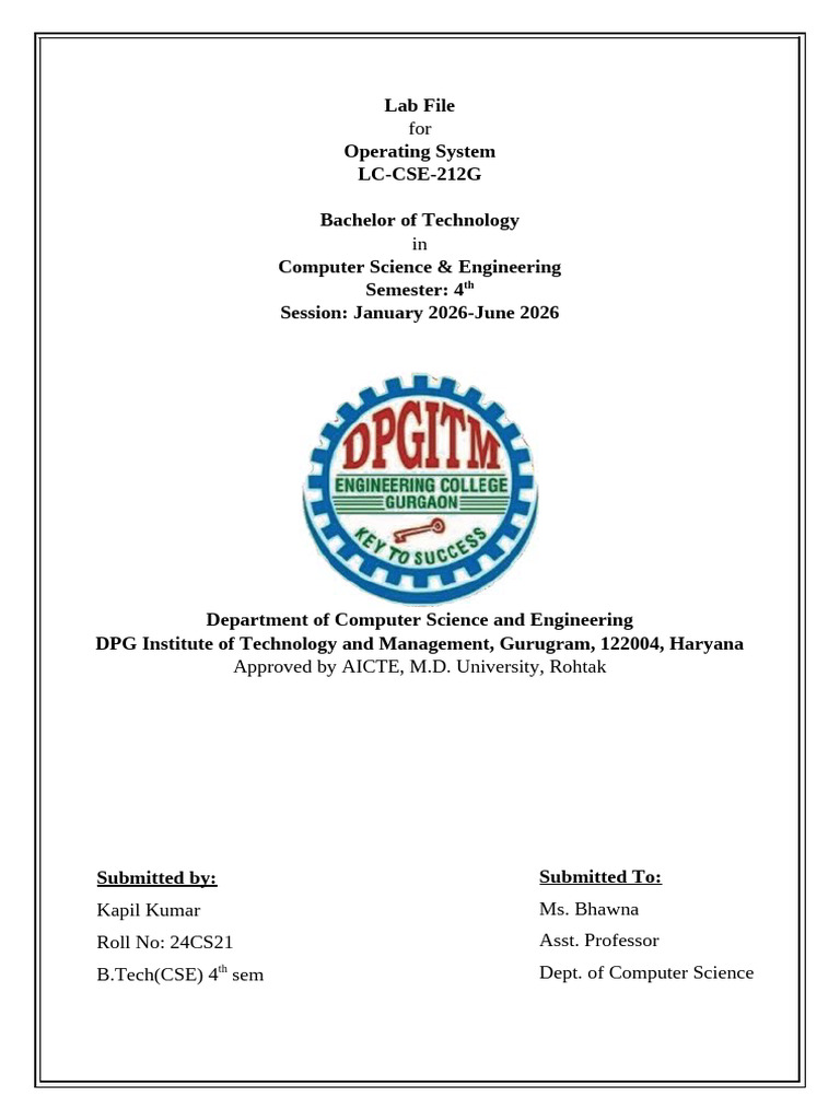 os lab file by kapil | PDF | Operating System | Process (Computing)