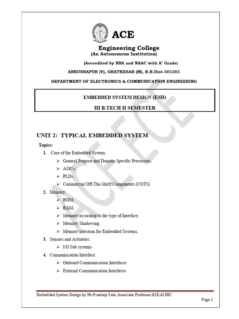 ESD U2 Notes | PDF | Random Access Memory | Read Only Memory