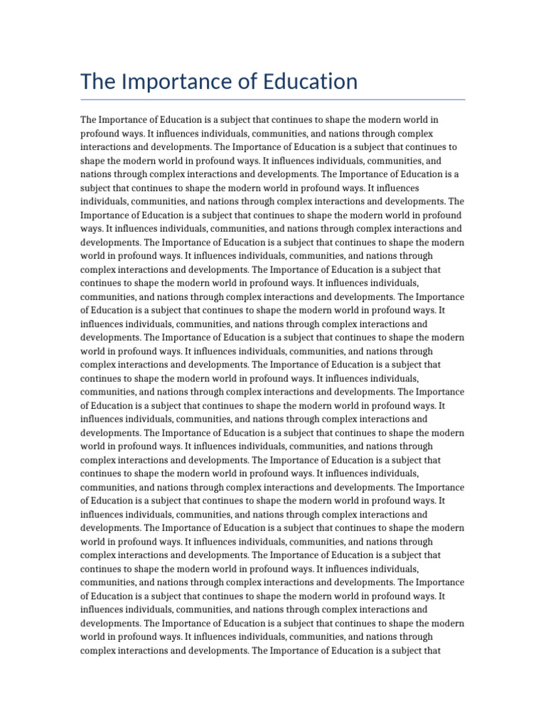 The Importance of Education | PDF