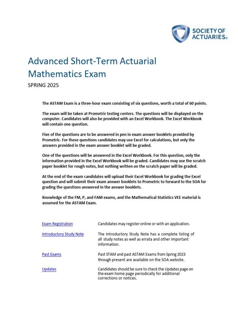 2025 Spring Exam Astam Syllabus(1) | PDF | Probability Distribution ...