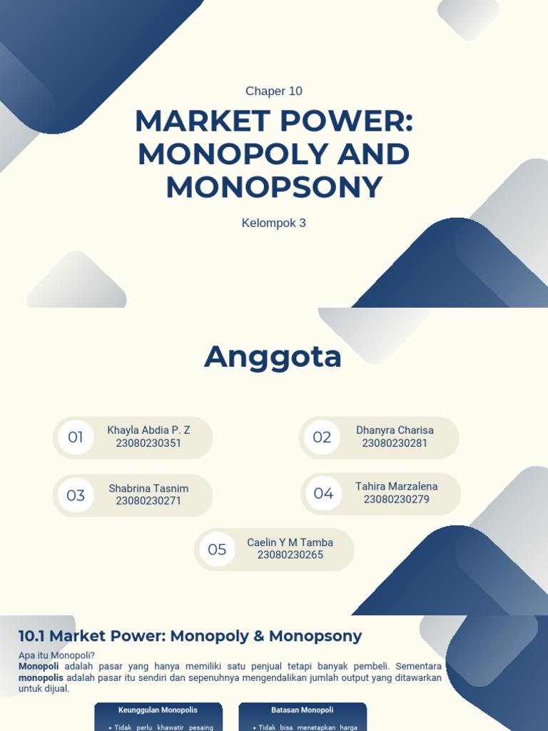 Kelompok 3 - Market Power Monopoly and Monopsony | PDF