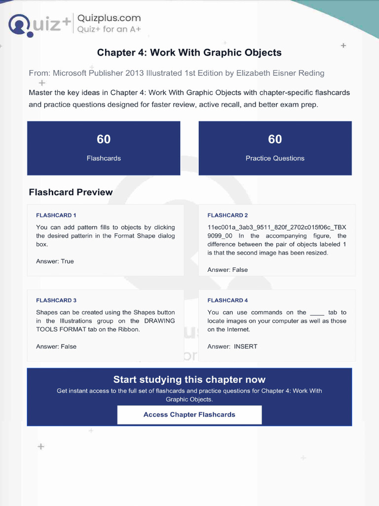 Flashcards for Chapter 4 Work With Graphic Objects | PDF