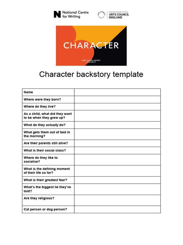 Character Backstory Template | PDF