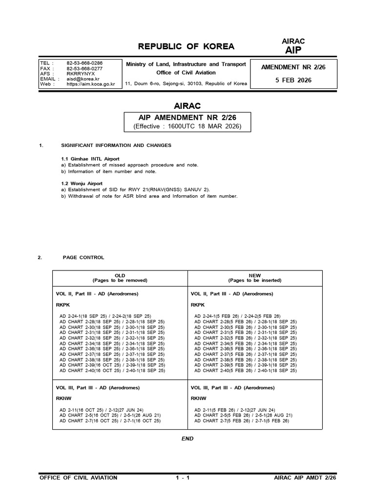 AIRAC AIP AMDT 2_26 | PDF | Aircraft | Navigation