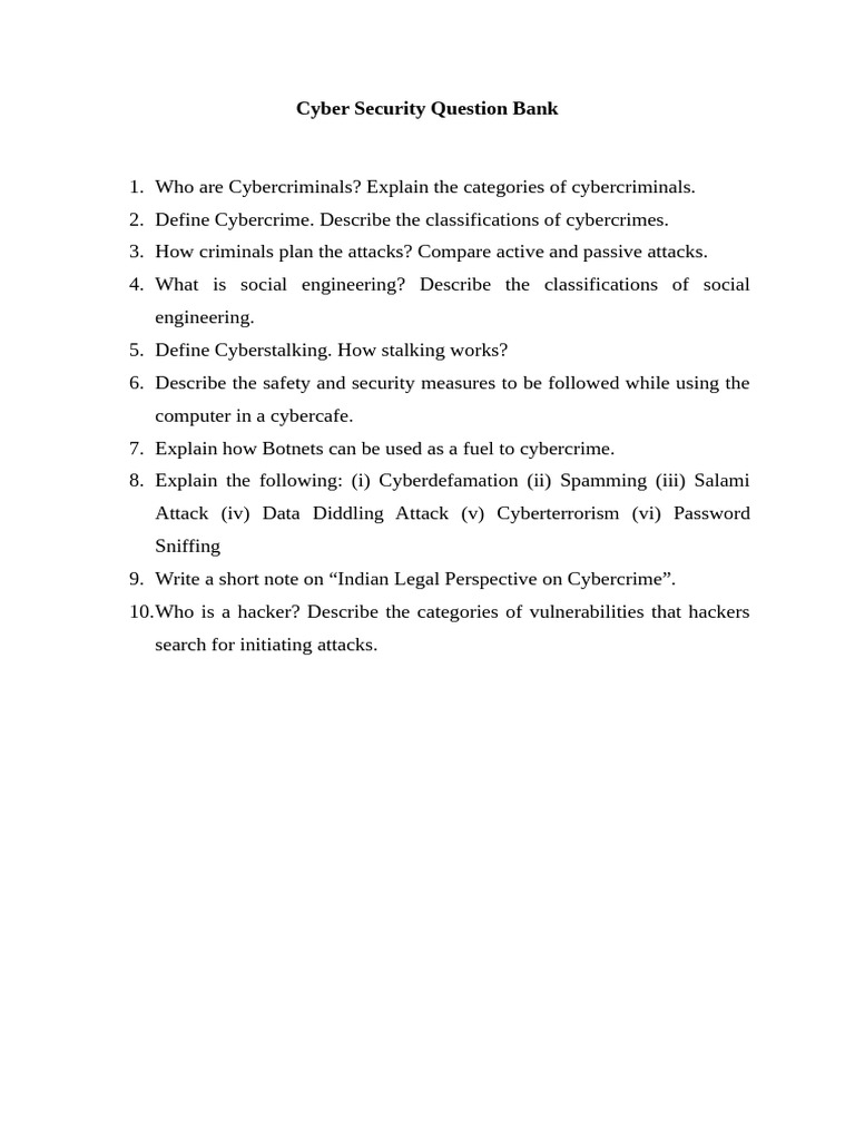Cyber Security Question Bank (1) | PDF
