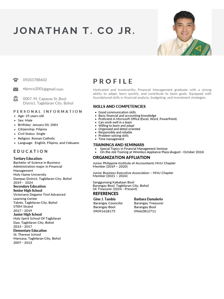 Co, Jonathan Jr. t. - Resume | PDF