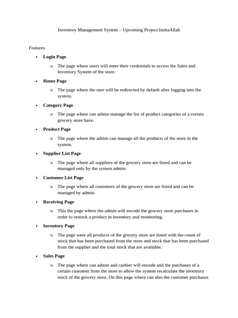 Inventory Management System | PDF | User (Computing) | Databases