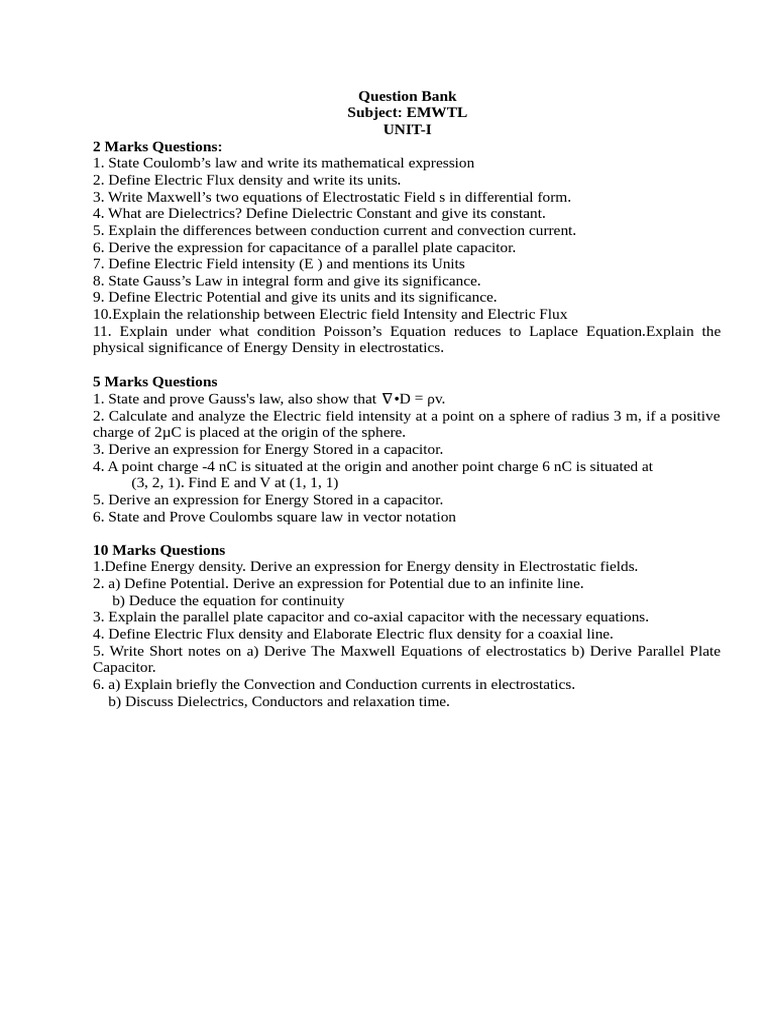 Repeated Questions From Various Exams | PDF
