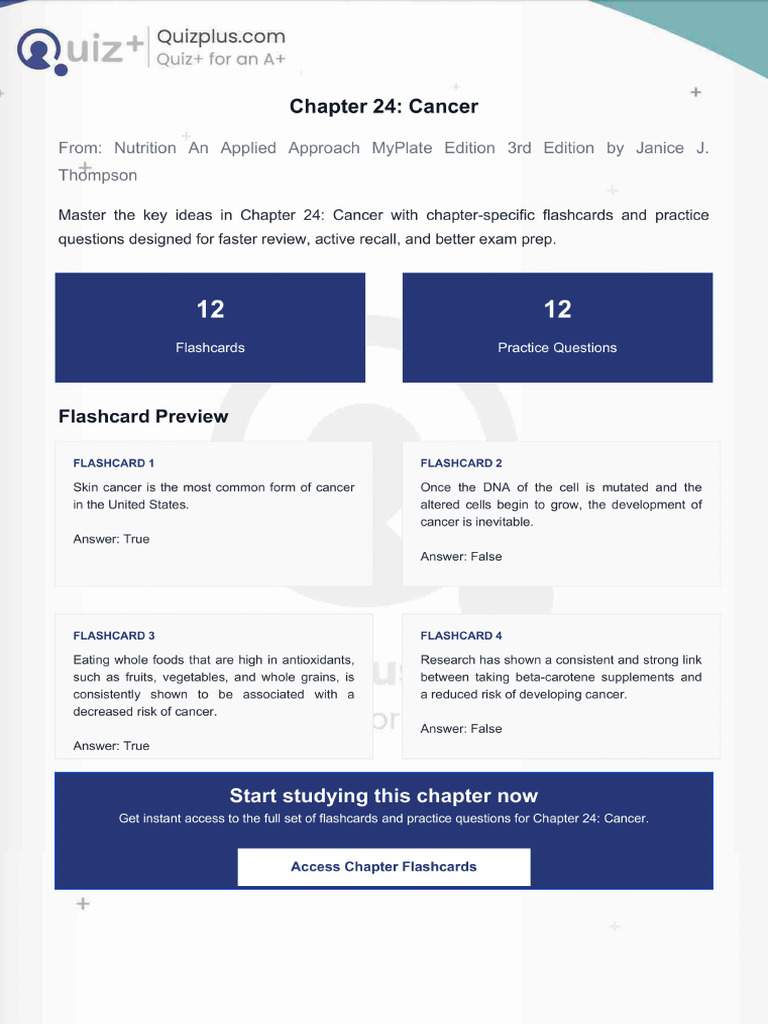 Flashcards for Chapter 24 Cancer | PDF